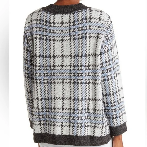 JOSEPH A. Plaid V-Neck Long Sleeve Oversized Sweater SIZE: M - Picture 9 of 9
